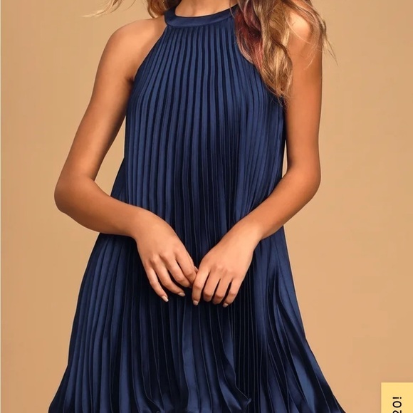 Lulu's Dance it out navy blue pleated dress - Picture 3 of 8